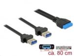 Delock USB 3.0-s csatlakozóhüvellyel ellátott kábel, 2, 00 mm, 19 tűs > 2 x USB 3.0 A csatlakozó (85244)