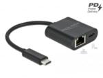 Delock USB Type-C adapter Power Delivery porttal Gigabit LAN 10/100/1000 Mbps fekete (66644) (66644)
