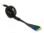 Delock USB 3 az 1-ben visszahúzható töltőkábel MicroUSB-hez 2 x USB-C gyorstöltéssel fekete (85359) (85359)