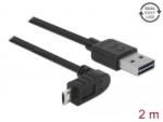 Delock 83856 USBA - USB Micro-B (derékszögben hajlított) kábel 2m fekete (83856)