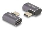 Delock USB Adapter 40 Gbps USB Type-C PD 3.0 100 W csatlakozódugóval - csatlakozóhüvellyel, ívelt bal / jobb 8K 60 Hz fém (60047) (60047) - aqua