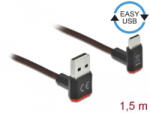 Delock EASY-USB 2.0 kábel A-típusú csatlakozódugó - USB Type-C csatlakozódugó 1.5m fekete (85277) (85277)
