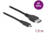 Delock USB Type-C- DisplayPort kábel (DP Alt Mode) 8K 60 Hz 1, 5 m DP 8K ellenőrzött (86040)