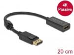 Delock Adapter DisplayPort 1.2-dugós csatlakozó -HDMI-csatlakozóhüvely 4K passzív fekete (63559) - aqua