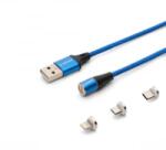 SAVIO 3az1-ben USB-A - type-C/Micro USB/Lightning mágneses kábel 1m kék (CL-154)