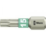 Wera TORX® nemesacél bitek, 25 mm Wera 05071033001 T 15 6, 3 mm (1/4) hatlapú DIN 3126-C 6, 3, ISO 1173 Hossz: 25 mm - aqua