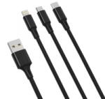 XO NB173 USB-A -> Lightning / USB C / Micro USB kábel 1.2m fekete (NB173)