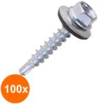 Index Set 100 x Surub Autoforant Cap Hex+Saiba 16mm Otel Zincat-4.8x 32 (COR-100xX02014832S)