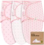 KeaBabies Антистрес Пелени За Повиване Organic 3-6 Месеца 3Бр Розови Цветя Keababies