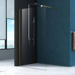 Mediterraneo Paravan de dus walk-in Mediterraneo Foxy Black 90 x 200 cm easy clean profil auriu periat (W01SC01BG-90-V1)