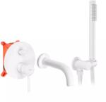 Rea Baterie cada - dus incastrata Rea Lungo alb mat cu set de dus si corp ingropat (REA-B6440)