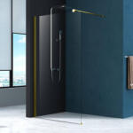 Mediterraneo Paravan de dus walk-in Mediterraneo Foxy Black 80 x 200 cm easy clean profil auriu periat (W01SC01BG-80-V1)