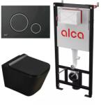 Alcadrain Set rezervor WC cu cadru incastrat Alcadrain AM101 1120 si clapeta M778 negru plus vas WC Fluminia Paris cu capac softclose (B2350BM+AM101/1120+M778)