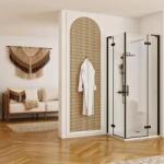 Rea Cabina de dus patrata Rea Hugo cu 2 usi batante 80x80 cm negru (REA-K6600)