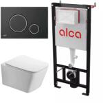 Alcadrain Set rezervor WC cu cadru incastrat Alcadrain AM101 1120 si clapeta M778 negru plus vas WC Fluminia Paris cu capac softclose (B2350+AM101/1120+M778)