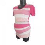 Mommystyle Rövid ujjú kismama felső csíkos (xl) - rózsa