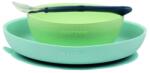 Nattou 3 részes szilikon étkészlet zöld-kék