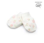 Kenguru Gold Organikus pamut kesztyű ekrü virág mintás 50-56-es méret / 1841
