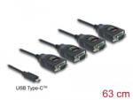 Delock átalakító USB-C - 4x RS-232 DB9 15 kV ESD védelemmel (90495) (90495)