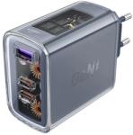 ACEFAST GaN 65W töltő 3 porttal (1xUSB, 2xUSB C) szürke (A45)