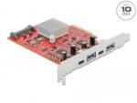 Delock PCI Express x4 kártya - 2xUSB-A 3.2 Gen 2 + 2xUSB-C 3.2 Gen 2 (89041) (89041) - aqua