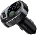Baseus Bluetooth FM transmitter autós töltő 2 USB+microSD aljzat (12W, gyorstöltő) FEKETE - epad
