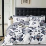 Ralex Lenjerie de pat dublu Percalle imprimat Bumbac 100% 4 piese cearsaf pat 240x260 cm, pilota 200x230 cm, 2 fete perne 50x70 cm, Imprimeu floral A Lenjerie de pat