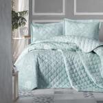 Clasy Cuvertura matlasata pat dublu, 240x260 cm si 2 Fete perne 50x70 cm, Clasy Verde ALONE V2