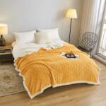 Ralex Pucioasa Patura cu blanita model tip Tricot, pentru pat dublu 200 x 230 cm, Galben Mustar Pucioasa Patura