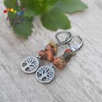 Kristály Jóga Shop Unakit szemcse ásvány fülbevaló, életfával