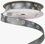  Hópelyhes karácsonyi szatén szalag, kékes-ezüst, 12 mm. Az ár egy méterre vonatkozik