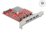 Delock PCI Express x4 kártya - 4 x külső USB-A 3.2 Gen 2 (90481) (90481) - aqua