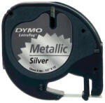 DYMO Bandă Dymo originală pentru imprimantă de etichete, Dymo, S0721730, imprimare neagră/suport argintiu, 4 m, 12 mm, bandă metalică LetraTag