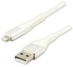 Logo Cablu USB cu logo (2.0), USB A tată - Apple Lightning tată, 2m, certificare MFi, 5V/2.4A, alb, cutie, împletitură nailon, aluminiu