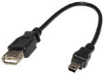  Cablu USB (2.0), miniUSB mascul - USB A mamă, 0.2m, negru, PRE-VÂNZARE