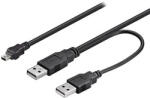 Logo Cablu USB cu logo (2.0), 2x USB A tată - miniUSB tată, 0, 6 m, negru, blister, RETAIL