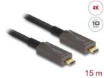 Delock aktív optikai USB-C video + adat + PD kábel 15m (84179)