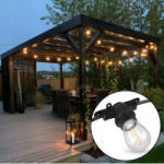 BERGE Kerti dekorációs fényfüzér | 15m + 16db LED izzó az árban | Kültéri égősor | Girland | IP44 E27 (EG1515)