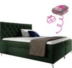 TEMPO KONDELA Boxspring ágy, 160x200, zöld Velvet szövet, GULIETTE + ajándék