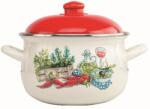 Grunberg Cratita cu capac emailata Grunberg GR3418, 18 cm, 2.1 l, crem+rosu
