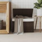 vidaXL Кош за пране с капак, тъмнокафяв, 55, 5x35x34 см, полиратан (372050)