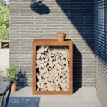 vidaXL Стойка за дърва за огрев 60x40x80 cm Патинираща стомана (851002)