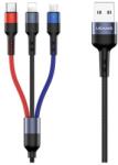 USAMS SJ410USB01 35cm USB - Lightning/Type-C/microUSB fekete adat- és töltőkábel (SJ410USB01)