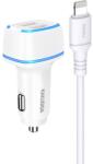 KAKU Autós Töltő KSC-528 Shengyu - 2xUSB - 2, 8A USB-ről Lightning fehér