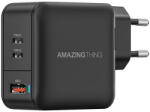 Amazing Thing fali töltő Thunder Pro GaN EUTH66W - USB + 2xType C - PD 66W fekete