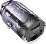 BOROFONE Autós töltő BZ29A Talented - USB + Type C - QC 3.0 PD 36W 3A átlátszó-lila