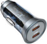 BOROFONE autós töltő BZ26B Discovery - 2xType C - PD 45W 3A átlátszó-kék