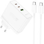 BOROFONE hálózati töltő BN11 Imperial - USB + 2xType C - QC 3.0 PD 100W Type C - Type C kábellel fehér