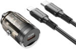 BOROFONE Autós töltő BZ29 Ray - Type C - PD 30W 3A Type C - Lightning átlátszó-fekete