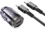 BOROFONE autós töltő BZ29 Ray - Type C - PD 30W 3A Type C to Lightning átlátszó-lila